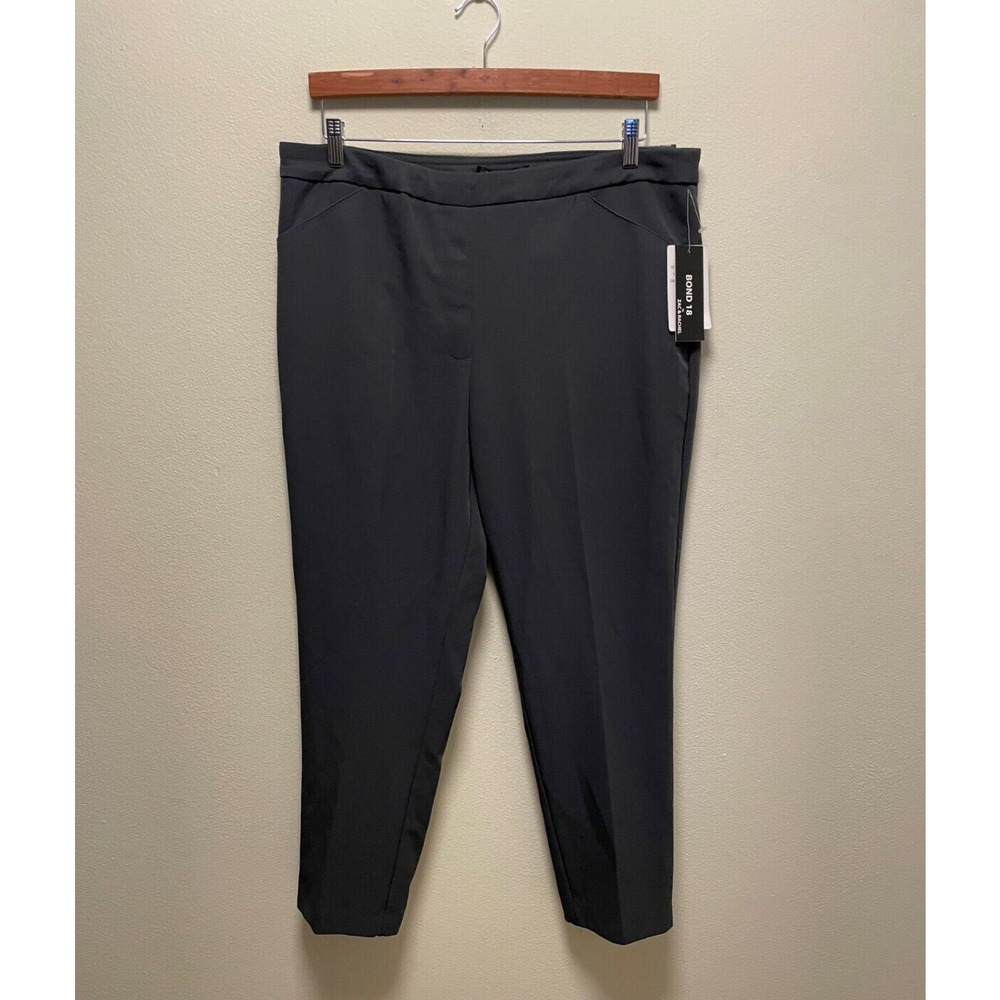 Zac & Rachel Bond 18 Womens Slim Ankle Pants 14 Gray Pull On Stretch Wrinkle Res